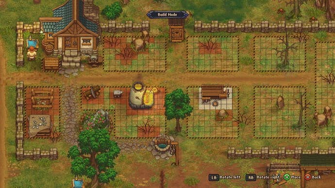 This is the player home in Graveyard Keeper, and various structures for crafting can be placed outside.