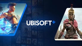 Logo art for Ubisoft's subscription service with Prince of Persia and Assassin's Creed characters