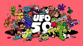 The logo for UFO 50, consisting of 50 different game characters all bunched together