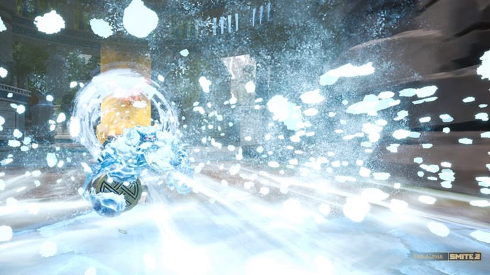 Ein Gott atmet Eis im Pre-Alpha-Gameplay von Smite 2