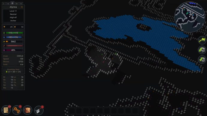 An Ultimate ADOM - Caverns Of Chaos screenshot showing the ASCII view.