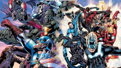Promotional image for Ultimate Invasion featuring fighting superheroes
