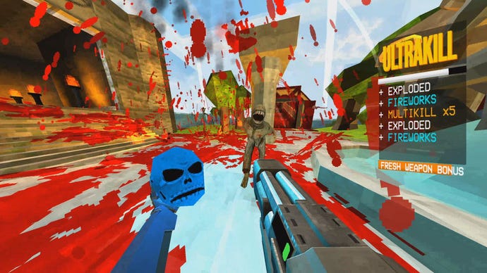 Des meurtres extrêmement cool dans une capture d'écran Ultrakill.