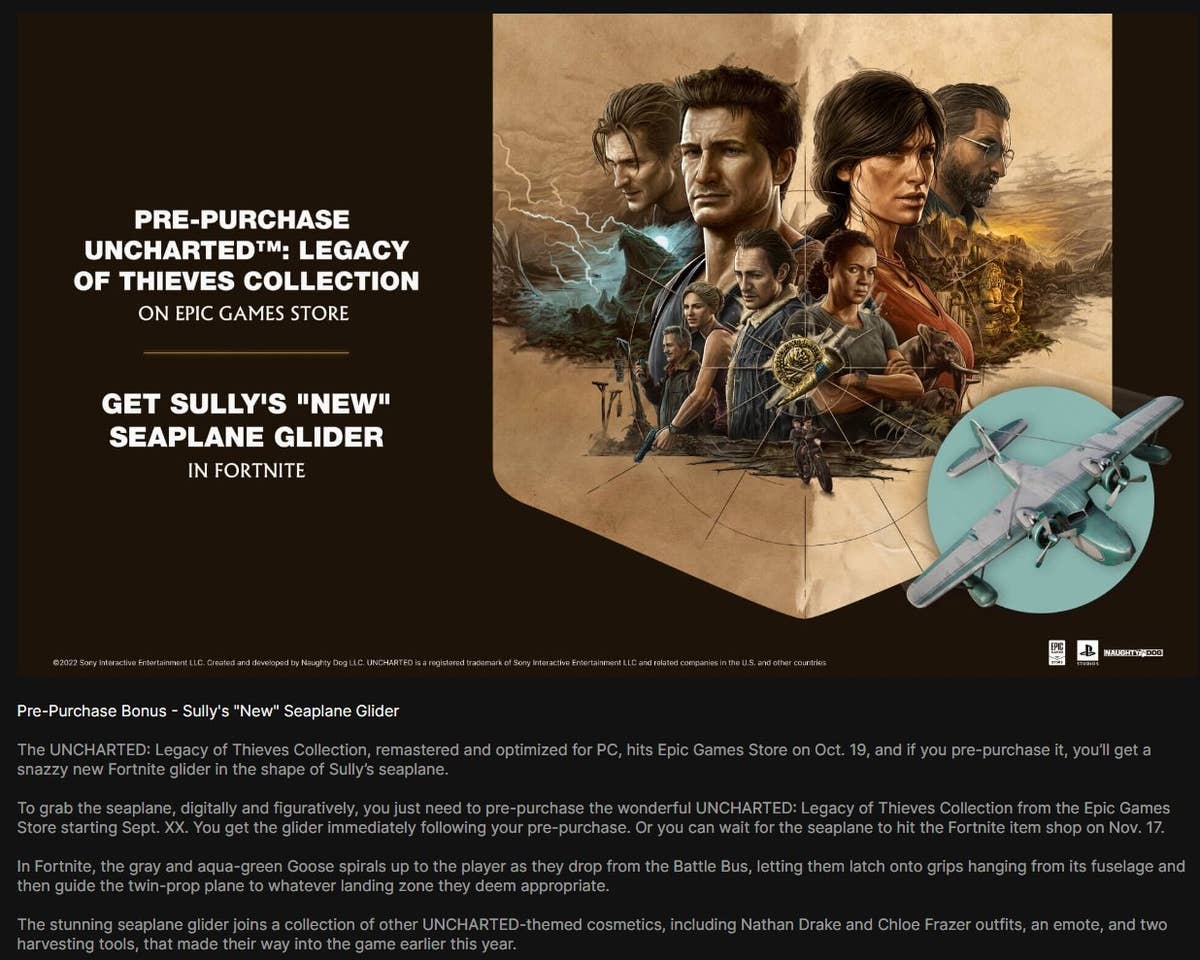 Epic Games Store leaks Uncharted: Legacy of Thieves PC release