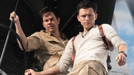 A still from the Uncharted movie showing Tom Holland and Mark Wahlberg.