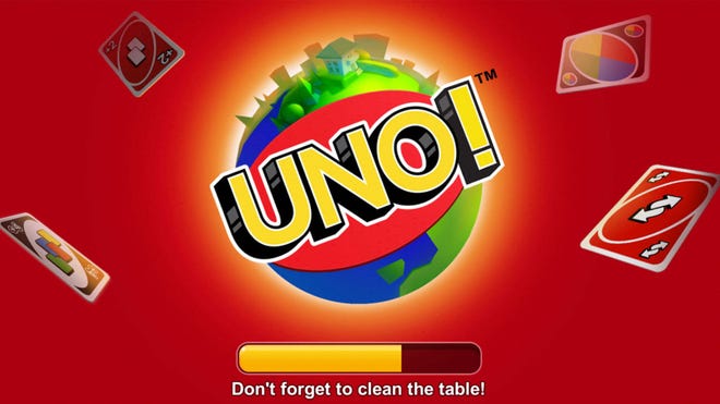 The loading screen for the Uno smartphone game that's available for iOS and Android.