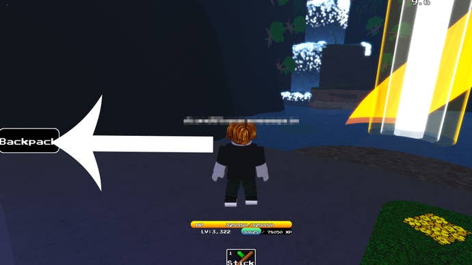 Image taken from Roblox game Unwavering Soul showing the button players need to press to redeem a code.