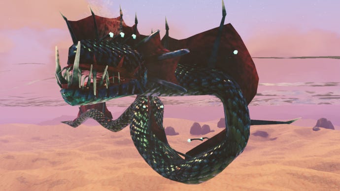 A Valheim screenshot of a Serpent in the ocean.
