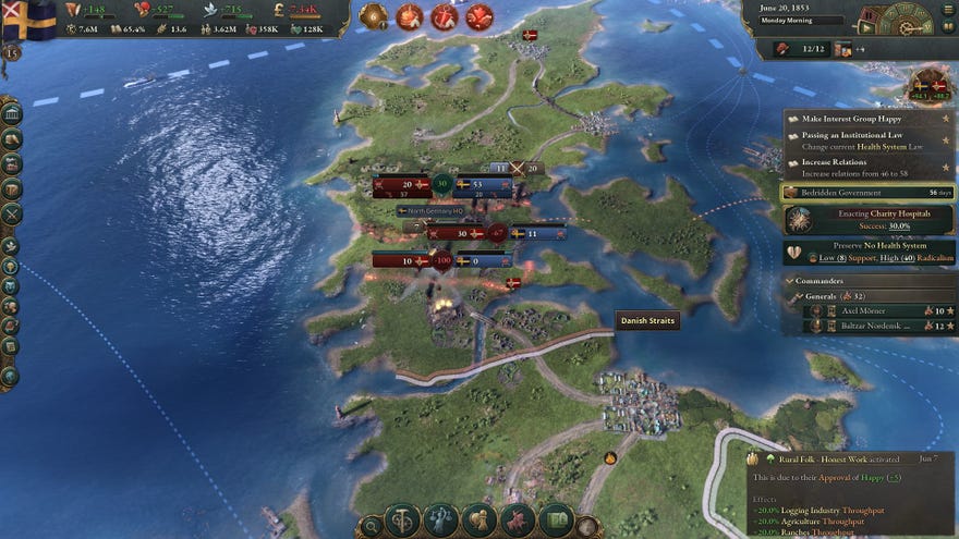 A war happening between Sweden and Denmark in Victoria 3