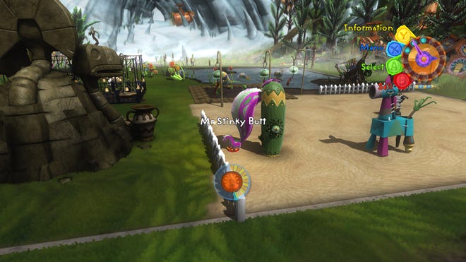 A screenshot from Viva Pinata: Trouble in Paradise featuring a Smelba.