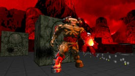 The Cyberdemon blasts rockets in a Voxel Doom mod screenshot.