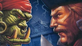 Artwork of an orc and a human staring at each other in Warcraft II: Tides Of Darkness