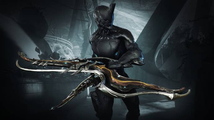 A shot of an evolving melee weapon, which has its appearance change upon the completion of challenges.