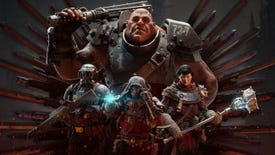 Our motley crew pose in Warhammer 40,000: Darktide's key art.