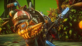 A Grey Knight has a chainsaw attached to his arm in Warhammer 40K: Chaos Gate - Daemonhunters