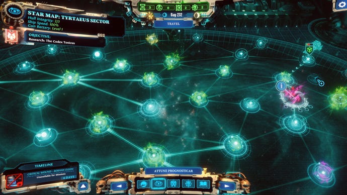 The star map screen in Warhammer 40K: Chaos Gate - Daemonhunters