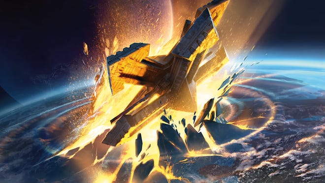 Card art for Past in Flames in the Warhammer 40,000 set for Magic: The Gathering