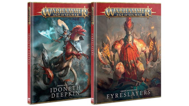 The battletomes for the upcoming Idoneth Deepkin and Fyreslayers for Age of Sigmar