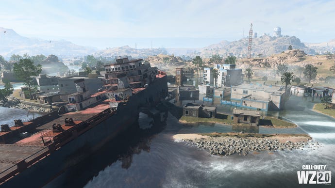 A huge cargo freighter crashed into an abandoned coastal village in Warzone 2.0's Al Mazrah map.