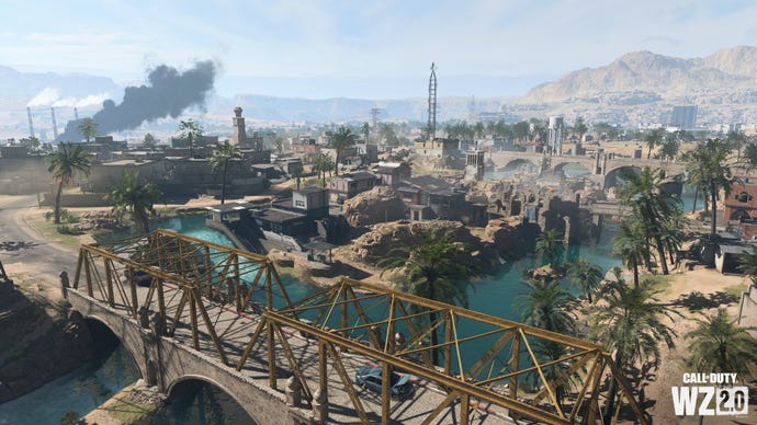 A hydroelectric dam in Al Mazrah from COD: Warzone 2.0.