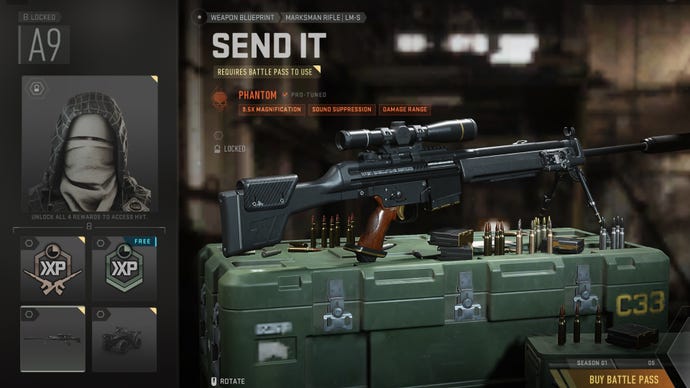 A screenshot of the A9 Sector screen in the Warzone 2 Battle Pass.