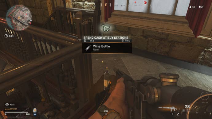 A wine bottle dropped by a player in Warzone season 4