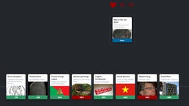 A screenshot of Wikitrivia showing cards representing historical dates, which are being ordered into a timeline.