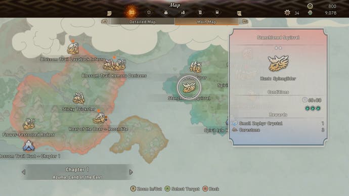Wild Hearts Review - Die Karte im Spiel, die die Jagd hervorhebt: Spineglider Quest auf einer von drei Inseln