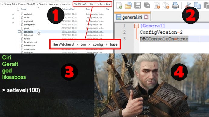 Step by step guide for enabling the console in The Witcher 3
