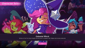 The Celestial Witch ready to expand the coven on the character select screen of WitchHand.
