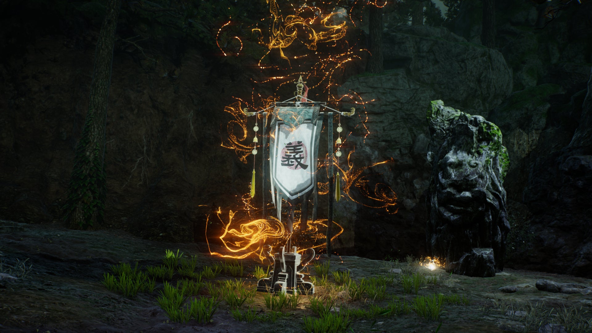 A Battle Flag in the Village Of Calamity area of Wo Long: Fallen Dynasty.