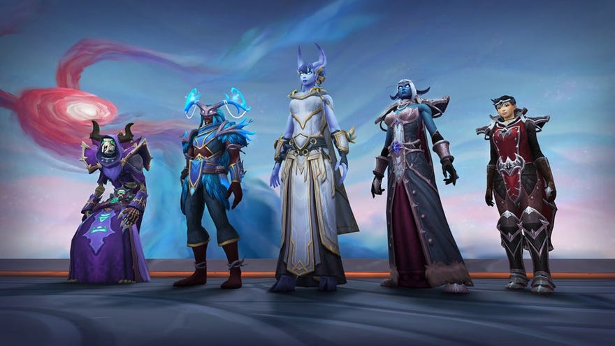World Of Warcraft Shadowlands characters in Coevenant armour.