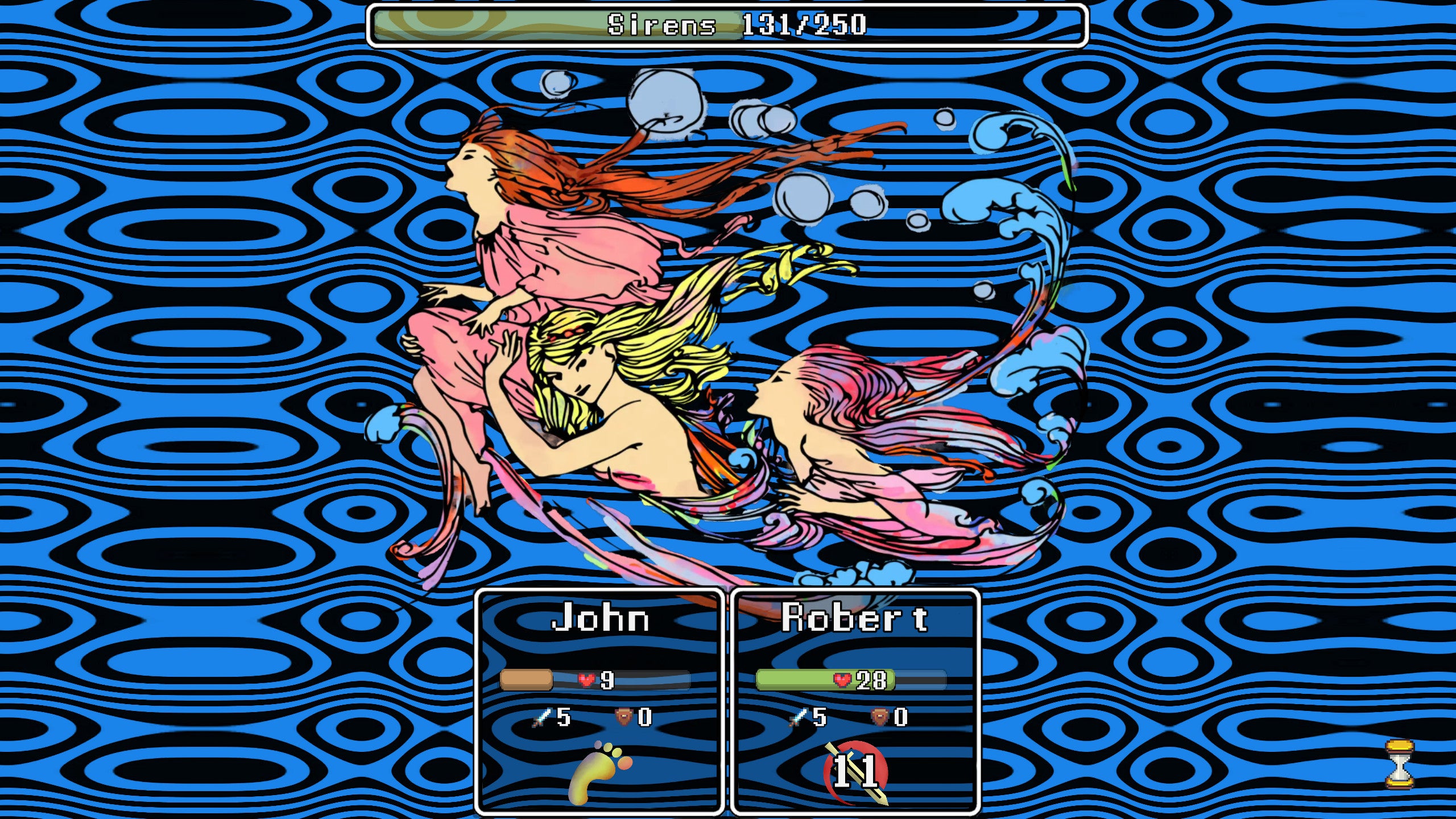 Battling sirens in a Wren screenshot.