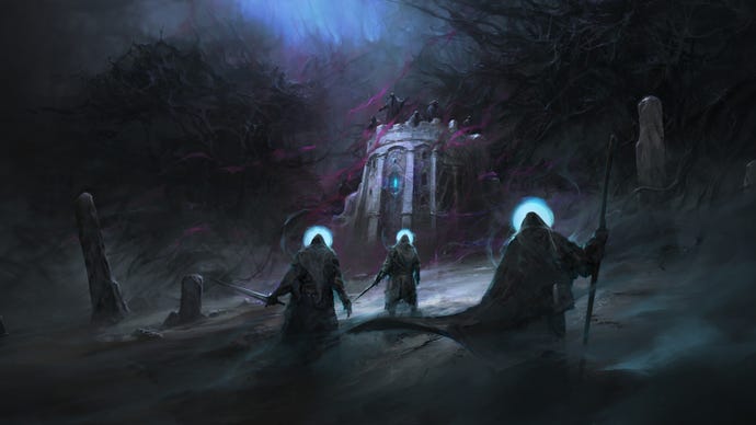 Wizards and warriors about to battle in Wyrdsong concept art.