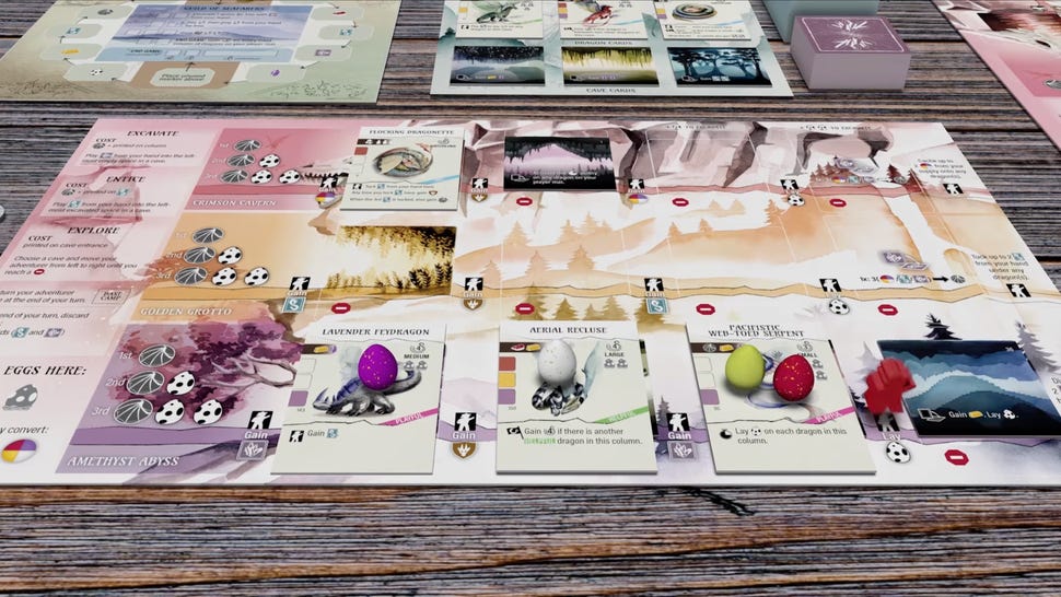 Screenshot from Wyrmspan board game announcement trailer