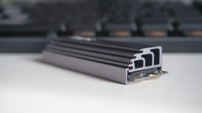 A photo of the Adata XPG Gammix S70 SSD from the side