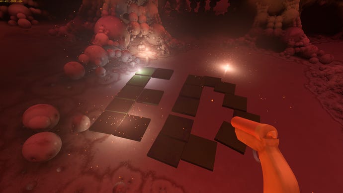 A screenshot of Yedoma Globula, a first-person spelunking game about exploring an infinite fractal world made of smooth globes