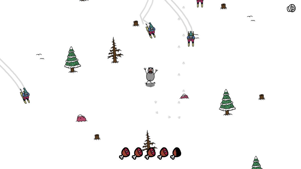 Become SkiFree's yeti and devour skiers in this free little game | Rock ...