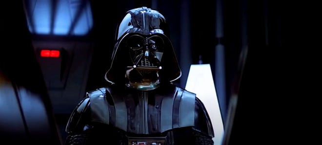 Still image from Empire Strikes Back featuring Darth Vader