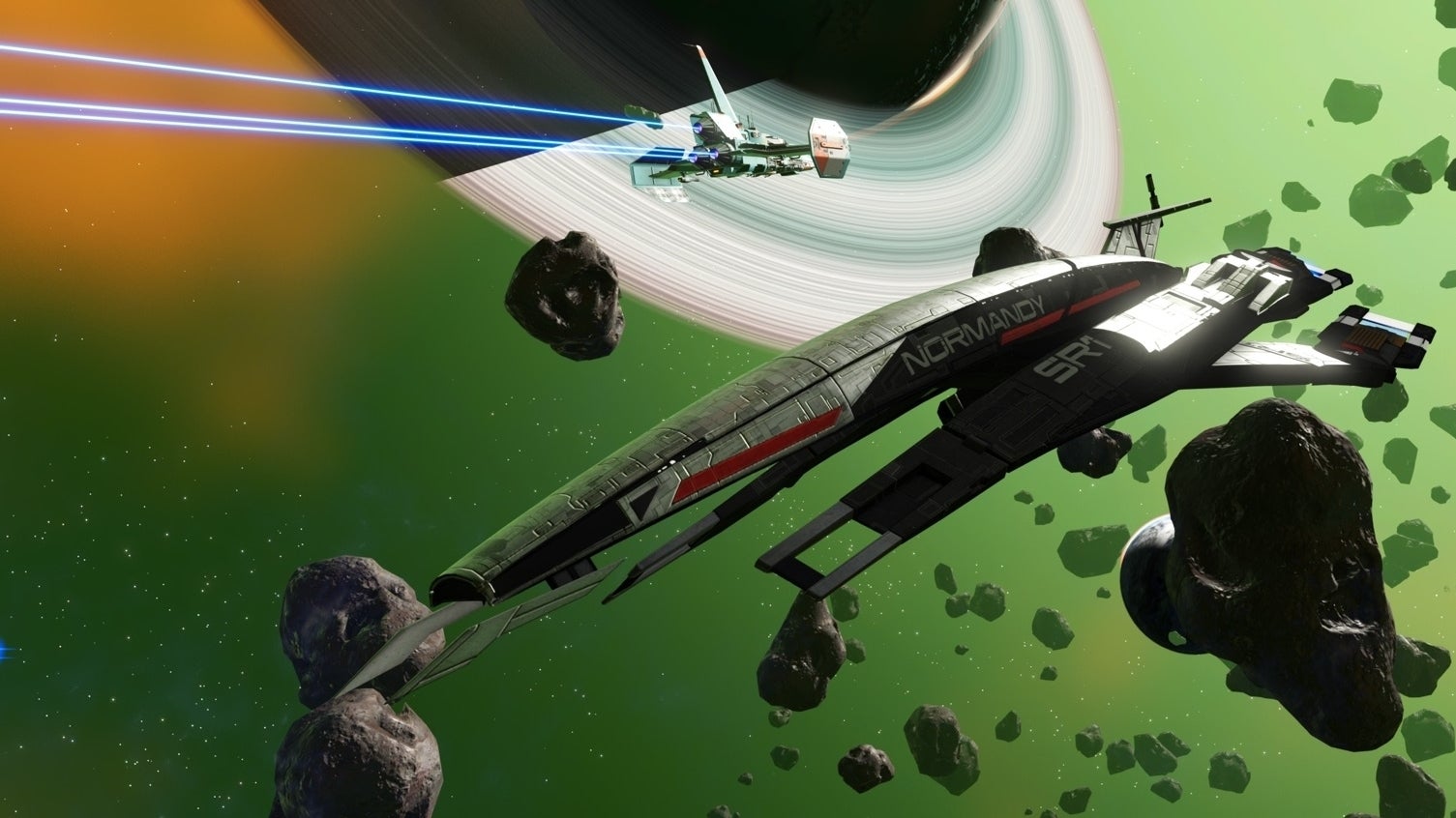 You can unlock Mass Effect's Normandy SR1 as a frigate in No Man's Sky