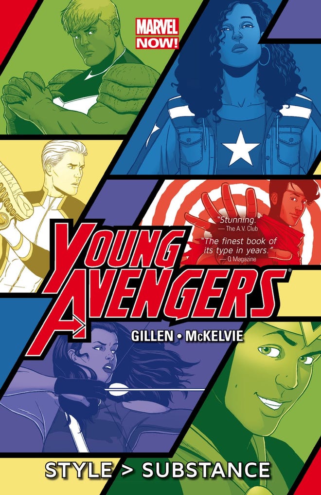 Cover of Young Avengers, featuirng individaul portraitso f each member