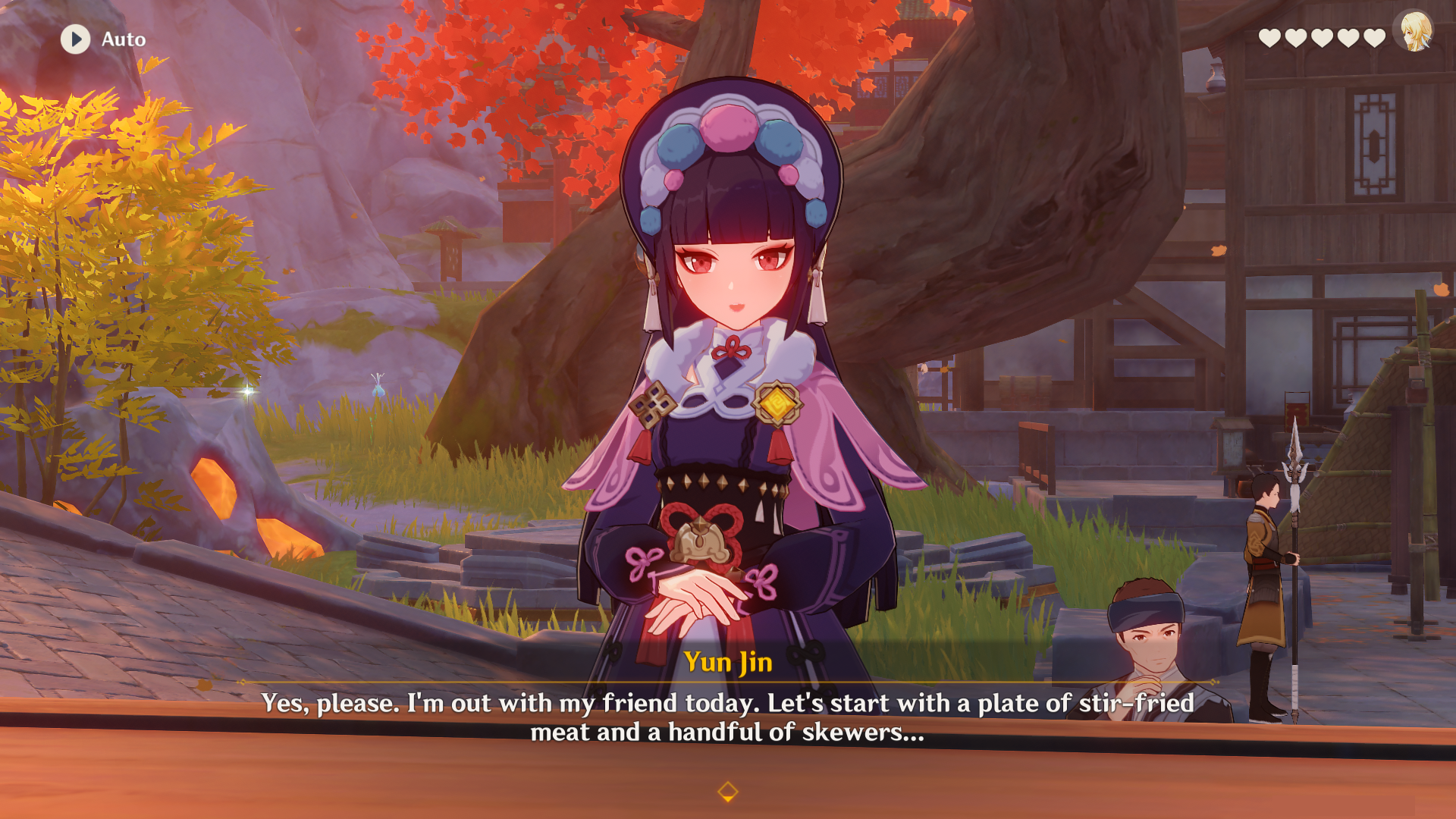 Yun Jin talks to the player in Liyue.