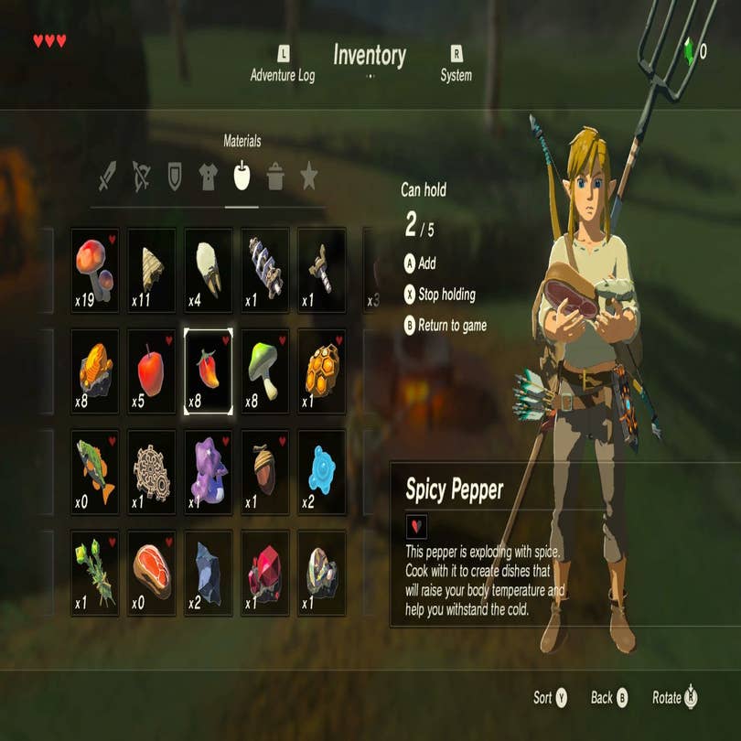 Zelda: Breath of the Wild - Getting cold resistance early with warm  clothing Warm Doublet, Spicy Pepper 