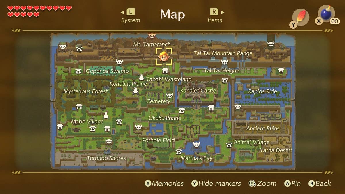 Zelda Link's Awakening Map Guide - All Fast Travel and Dungeon