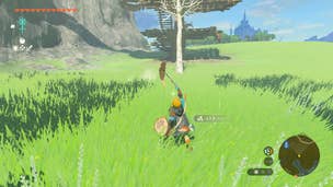 Link using the Fuse power to attach a Moblin horn to his sword in Zelda: Tears of the Kingdom