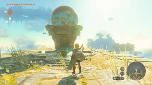 Link surveying Hyrule from a sky island in Zelda: Tears of the Kingdom