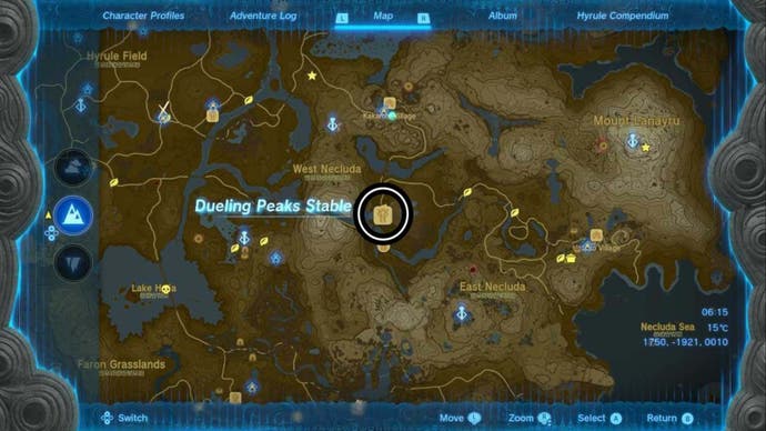 zelda totk dueling peaks stable map location