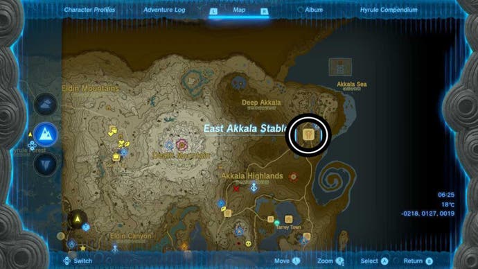 zelda totk east akkala stable well map location