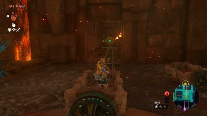 Zelda Totk Fire Temple Vorhängeschloss Zwei -Track -Ziel -Zielort