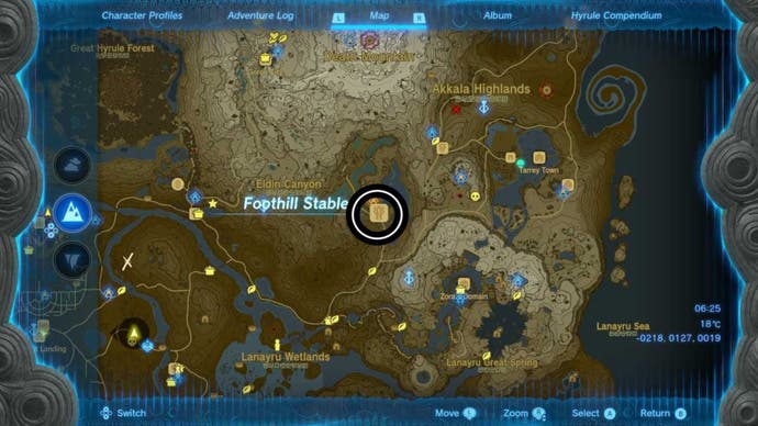 zelda totk foothill stable well map location